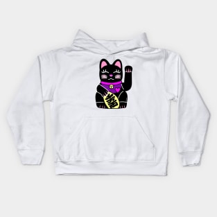 Black Maneki neko Kids Hoodie